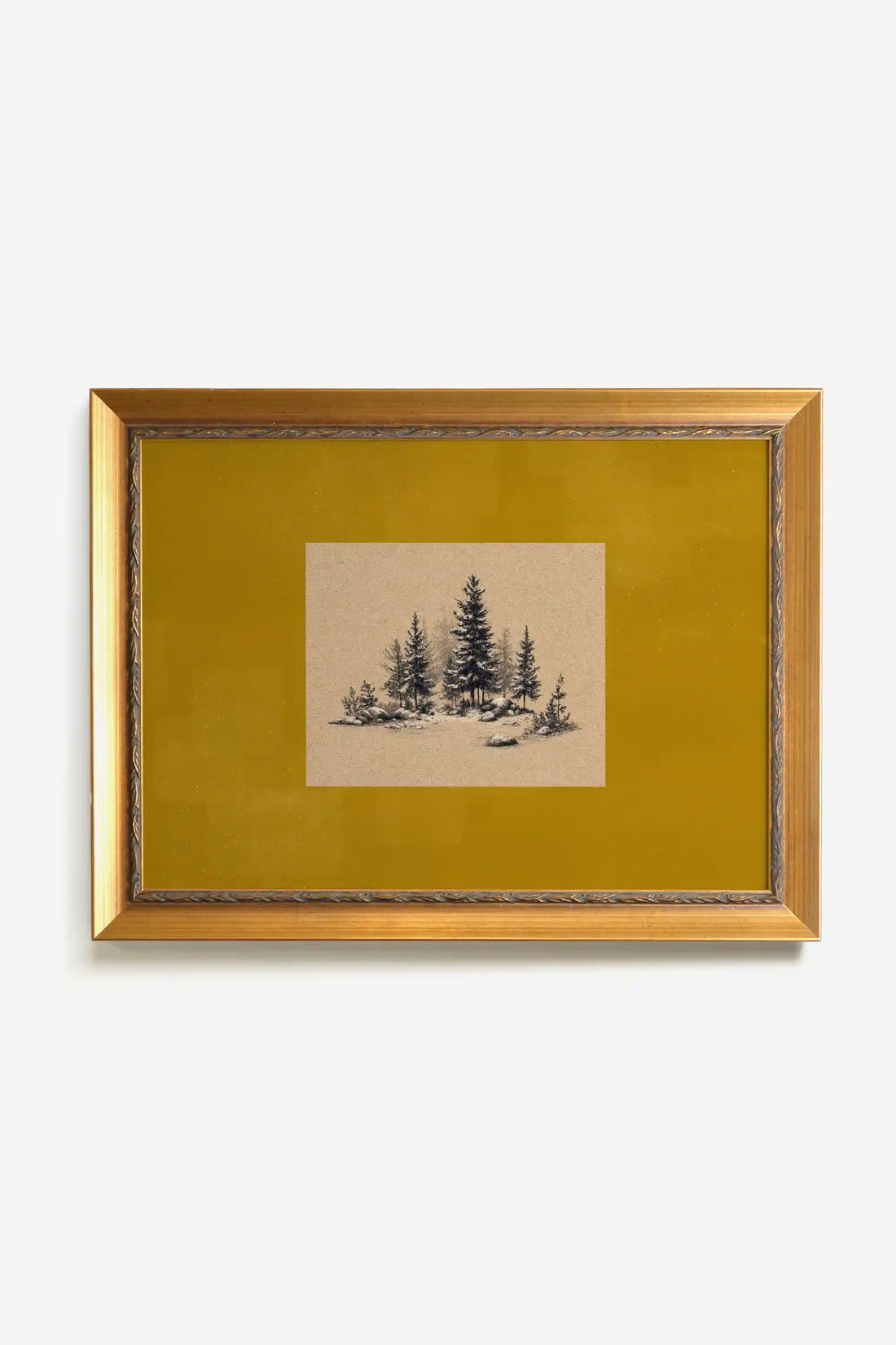 ROOTED CALM, Oeuvre sur toile rigide, encadré Vintage Or