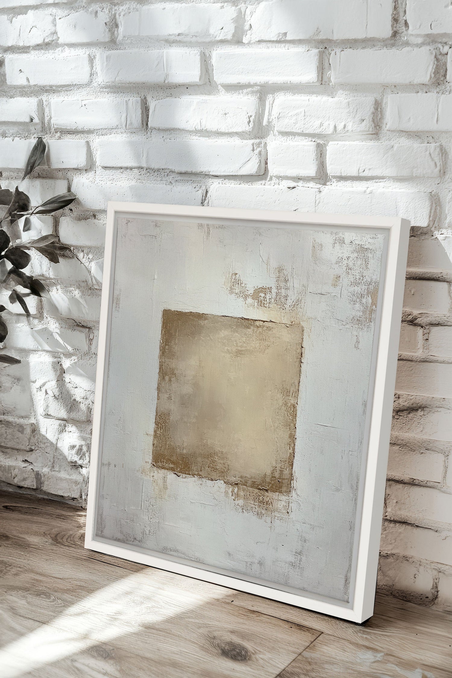 GOLDEN TEXTURE, Oeuvre sur toile étirée, encadré Blanc