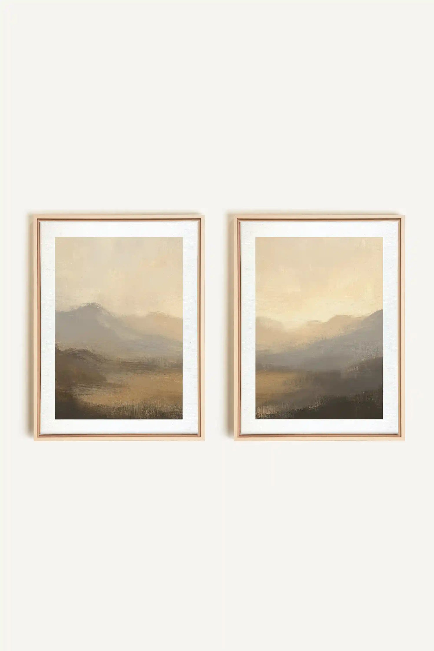 VEILED PEAKS DUO, 2 Oeuvres sur toile étirée, encadré Naturel Clair