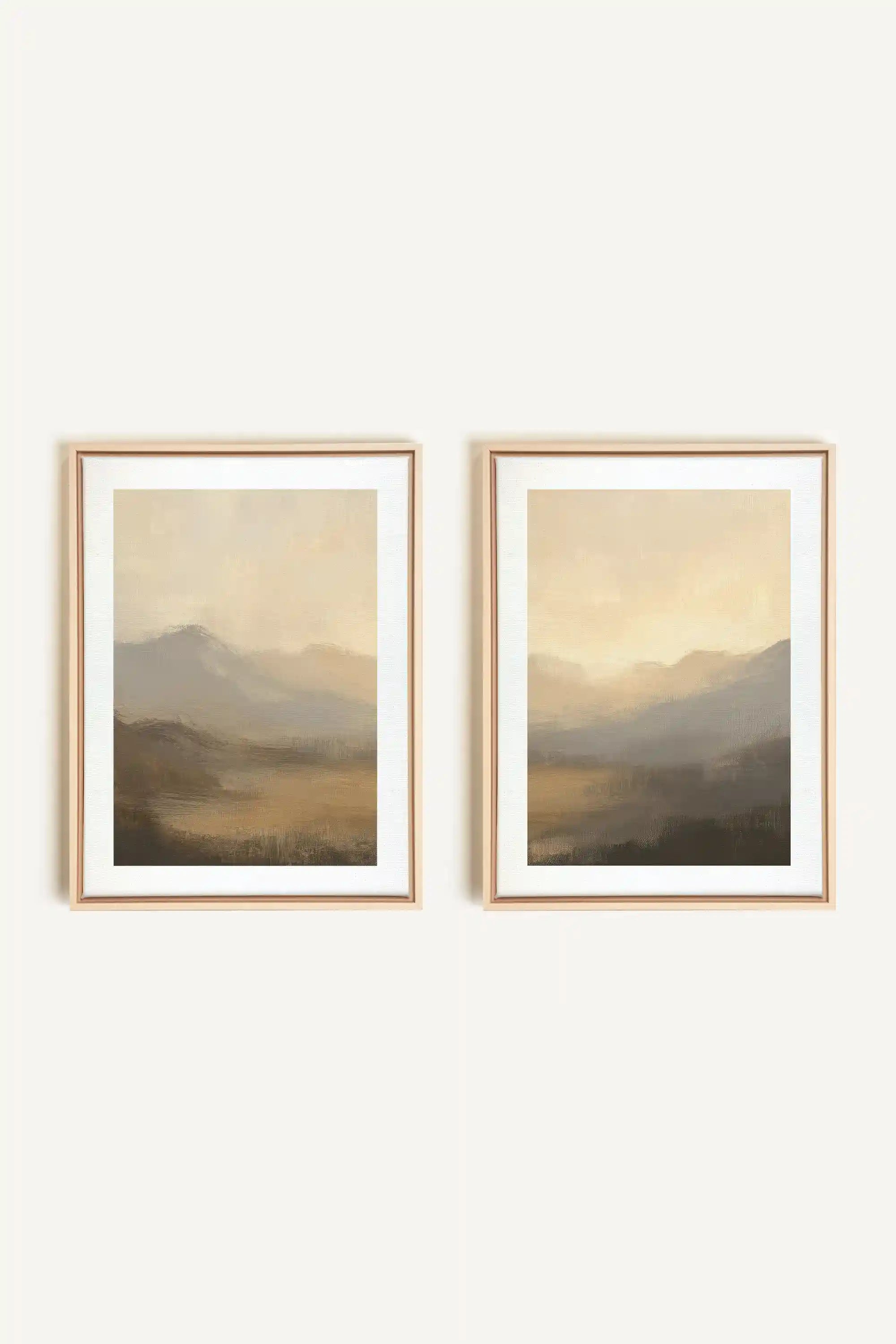 VEILED PEAKS DUO, 2 Oeuvres sur toile étirée, encadré Naturel Clair