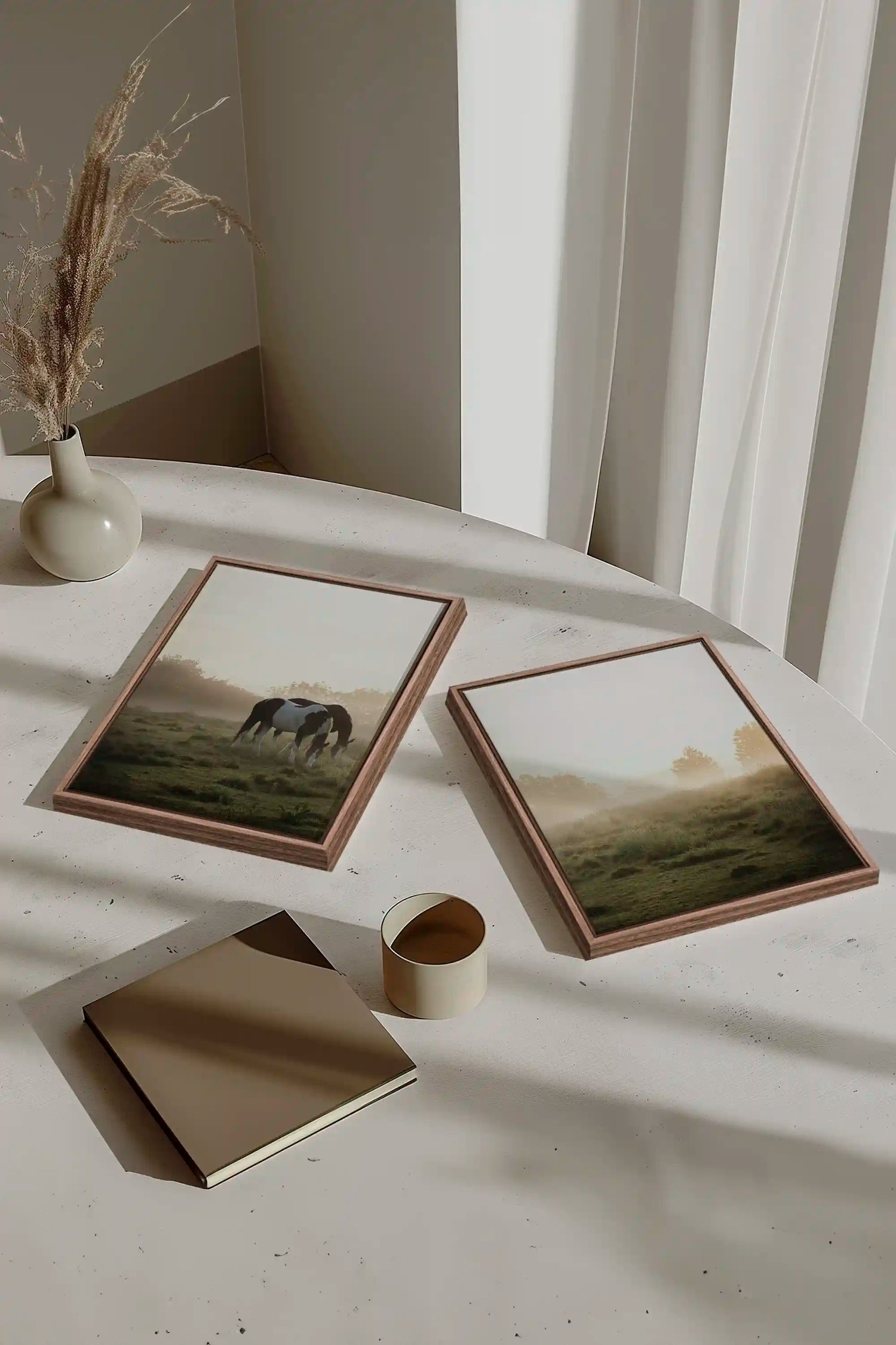 PASTURELIGHT DUO, 2 Oeuvres sur toile étirée, encadré Brun Chêne
