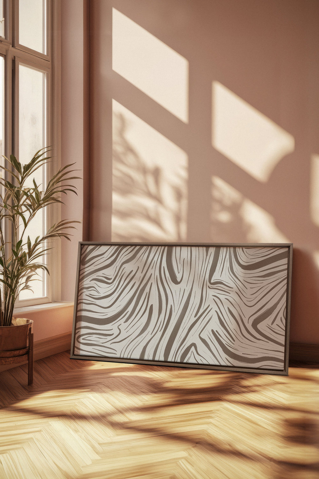 OLEKA CANVAS - WILD WAVES, Oeuvre sur toile étirée, encadré Brun Chêne