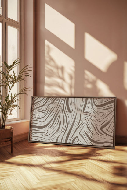 OLEKA CANVAS - WILD WAVES, Oeuvre sur toile étirée, encadré Brun Chêne