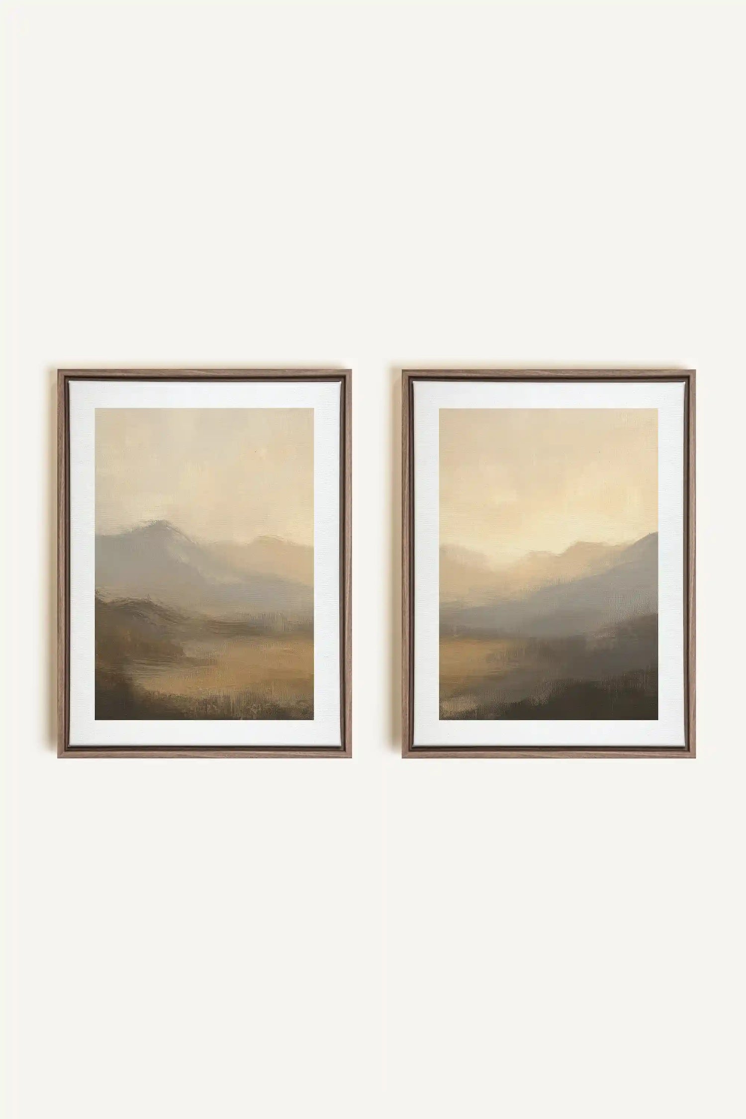VEILED PEAKS DUO, 2 Oeuvres sur toile étirée, encadré Brun Chêne
