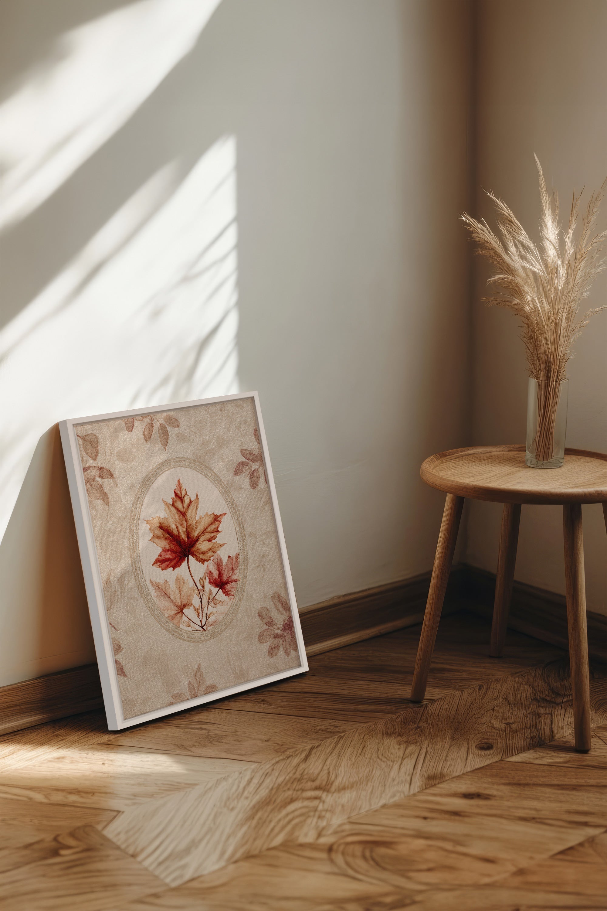 MAPLE MEMORY, Artwork on stretched canvas, framed in white