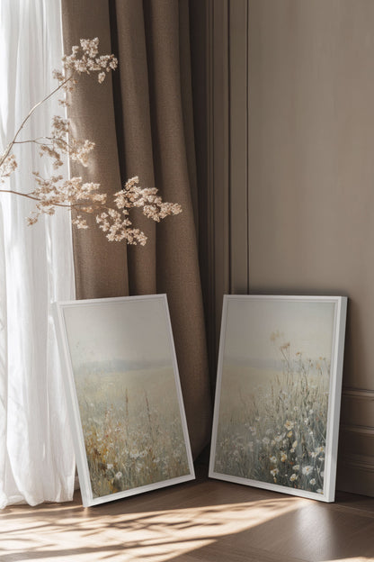 OLEKA CANVAS - FIELD OF GRACE, 2 Oeuvres sur toile étirée, encadré Blanc
