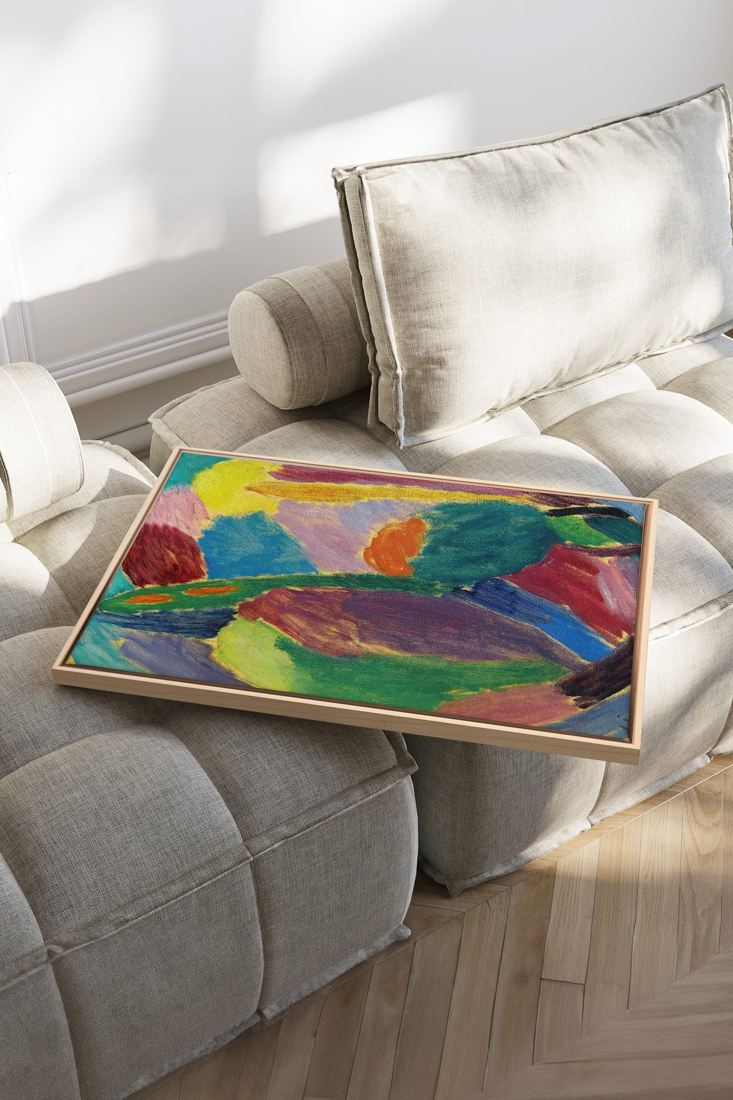 ELECTRIC BLOOM, Oeuvre sur toile étirée, encadré Naturel Clair