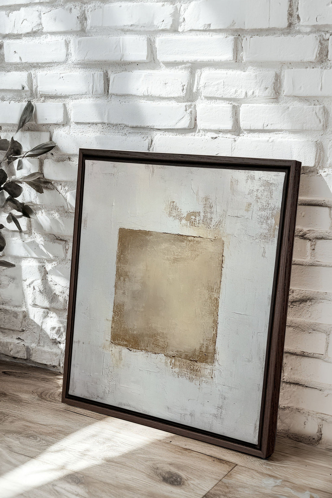 GOLDEN TEXTURE, Oeuvre sur toile étirée, encadré Brun Noyer