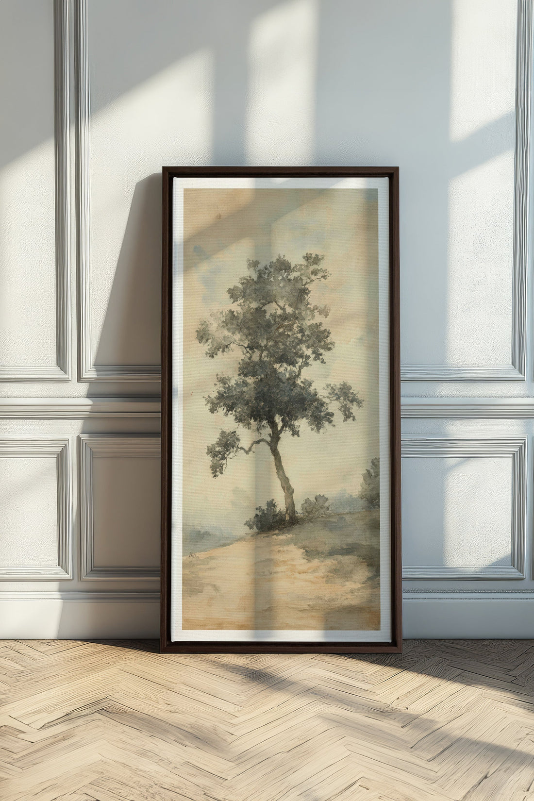 OLEKA CANVAS - ARBRE DES SOUVENIRS, Oeuvre sur toile étirée, encadré Brun Noyer