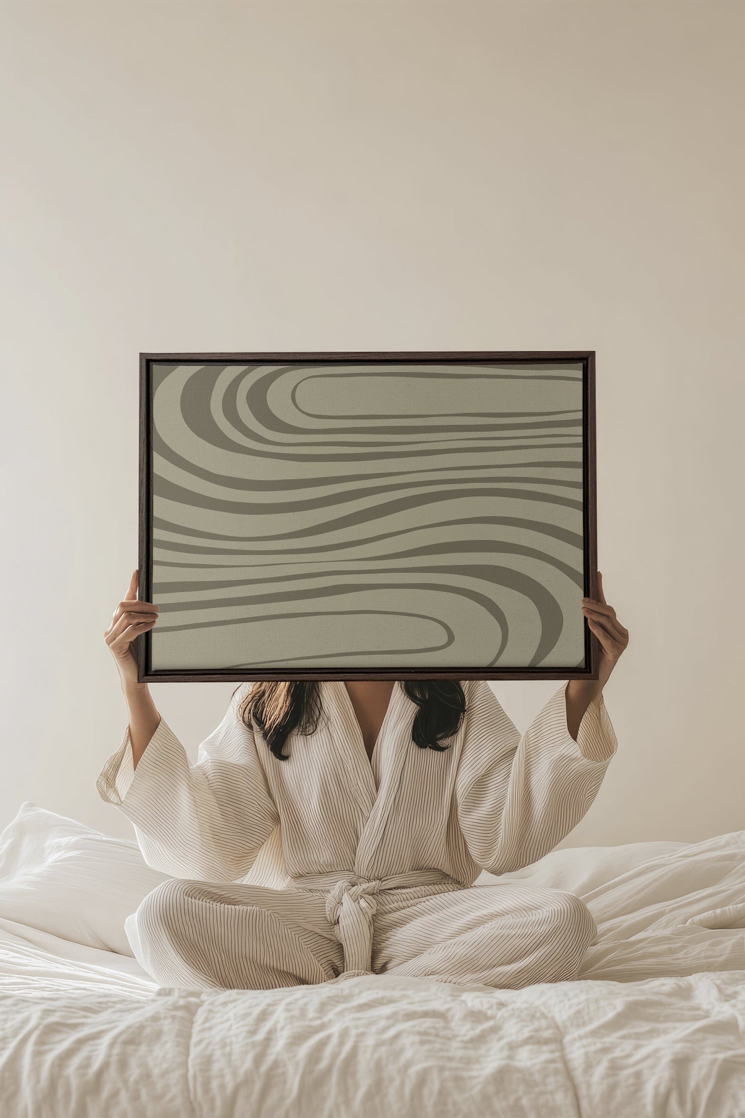 OLEKA CANVAS - STREAMLINES, Oeuvre sur toile étirée, encadré Brun Noyer
