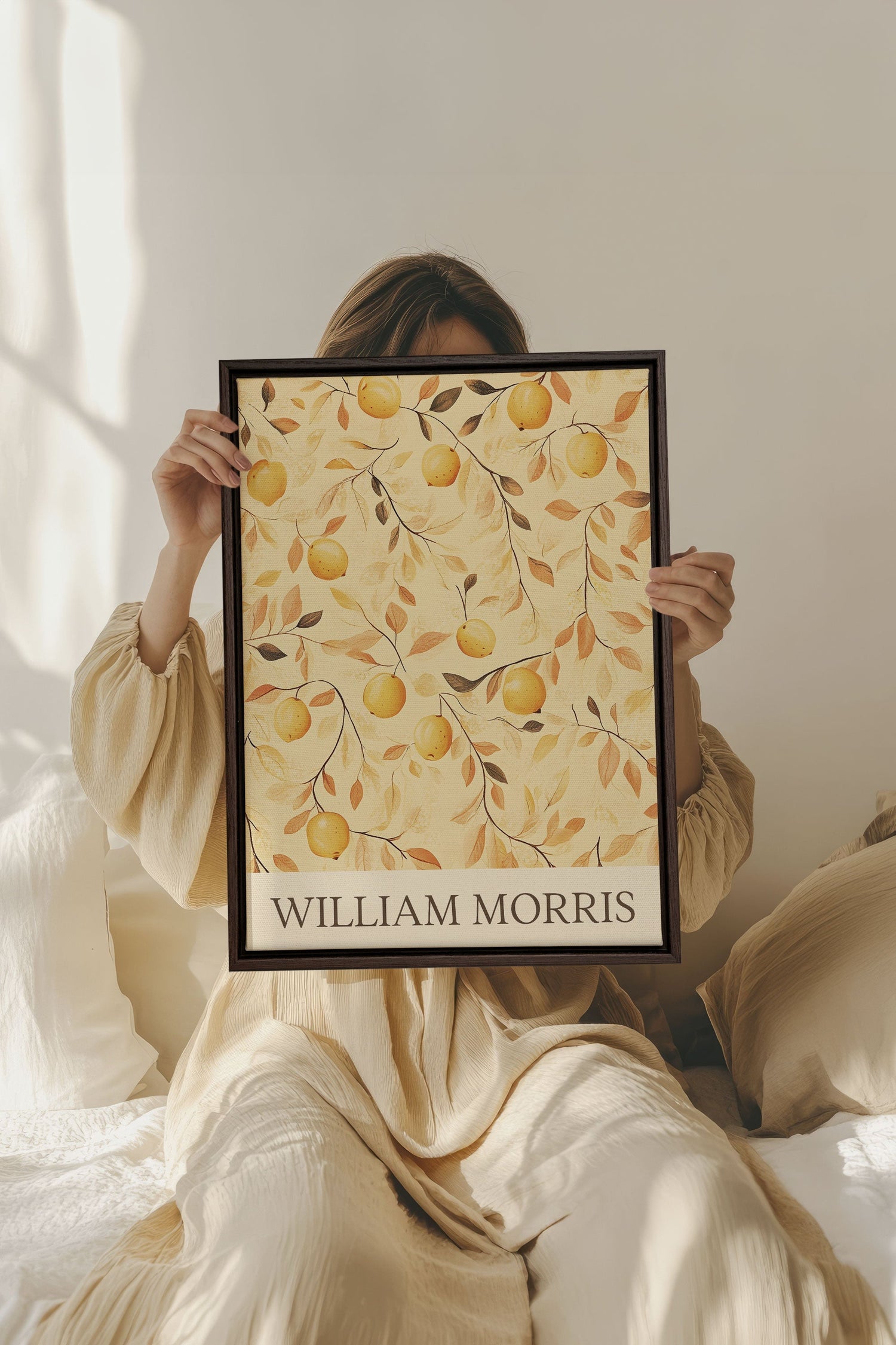 OLEKA CANVAS - WILLIAM MORRIS II, Oeuvre sur toile étirée, encadré Brun Noyer