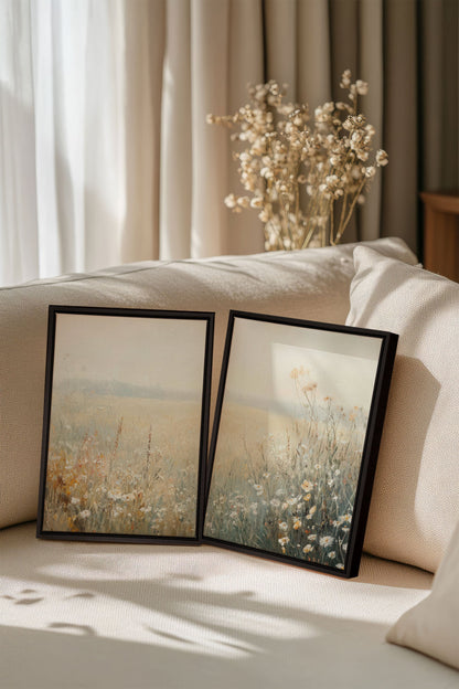 OLEKA CANVAS - FIELD OF GRACE, 2 Oeuvres sur toile étirée, encadré Noir