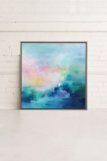 SPLASH OF JOY, Oeuvre sur toile étirée, encadré Brun Chêne