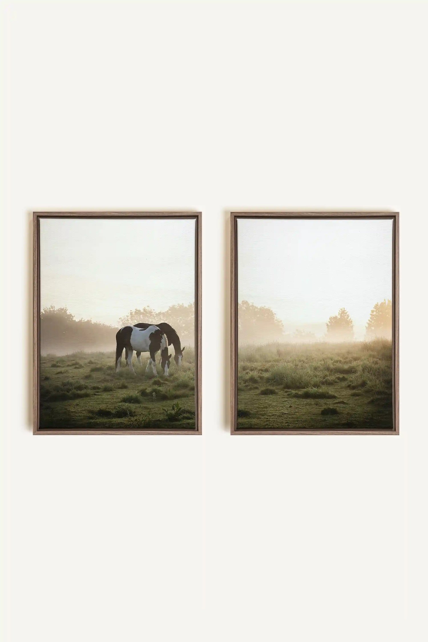 PASTURELIGHT DUO, 2 Oeuvres sur toile étirée, encadré Brun Chêne