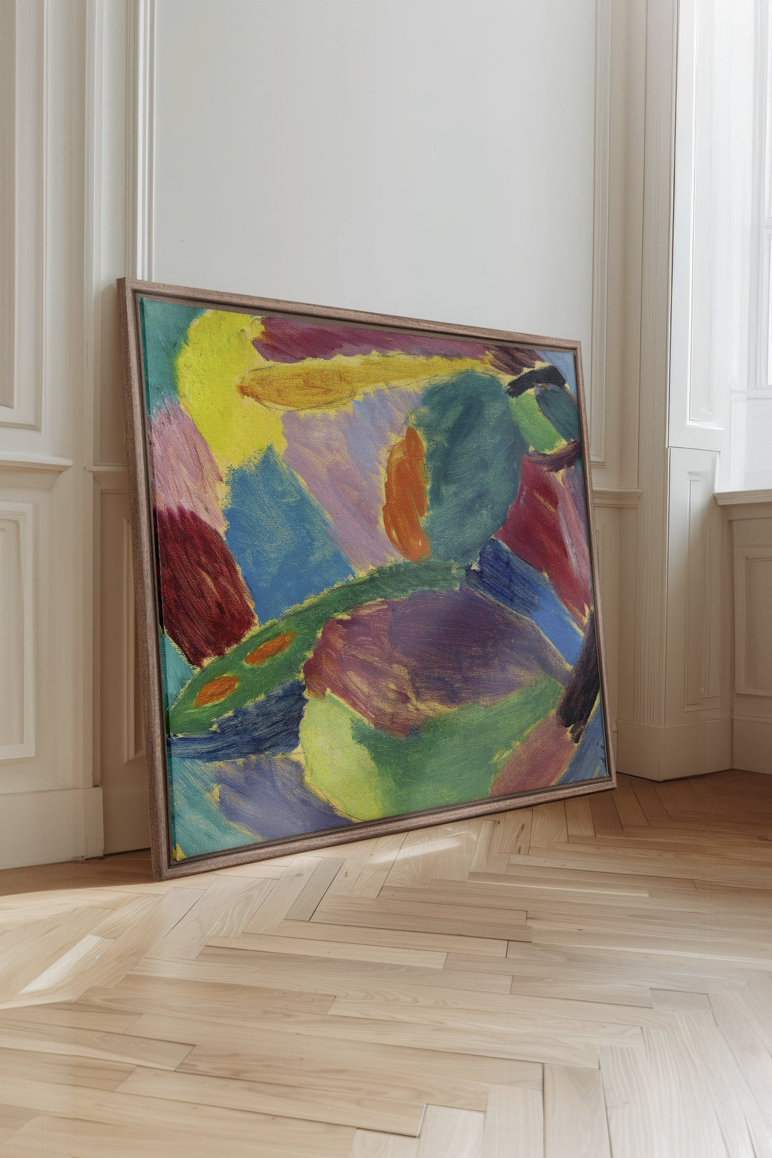 ELECTRIC BLOOM, Oeuvre sur toile étirée, encadré Brun Chêne