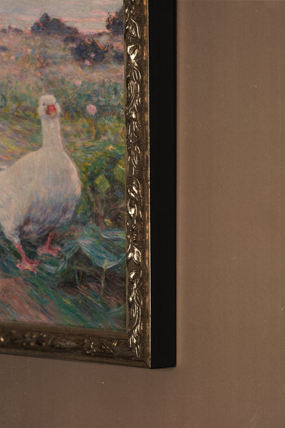 PLUMES AU VENT, Oeuvre sur toile rigide, encadré Vintage Argent
