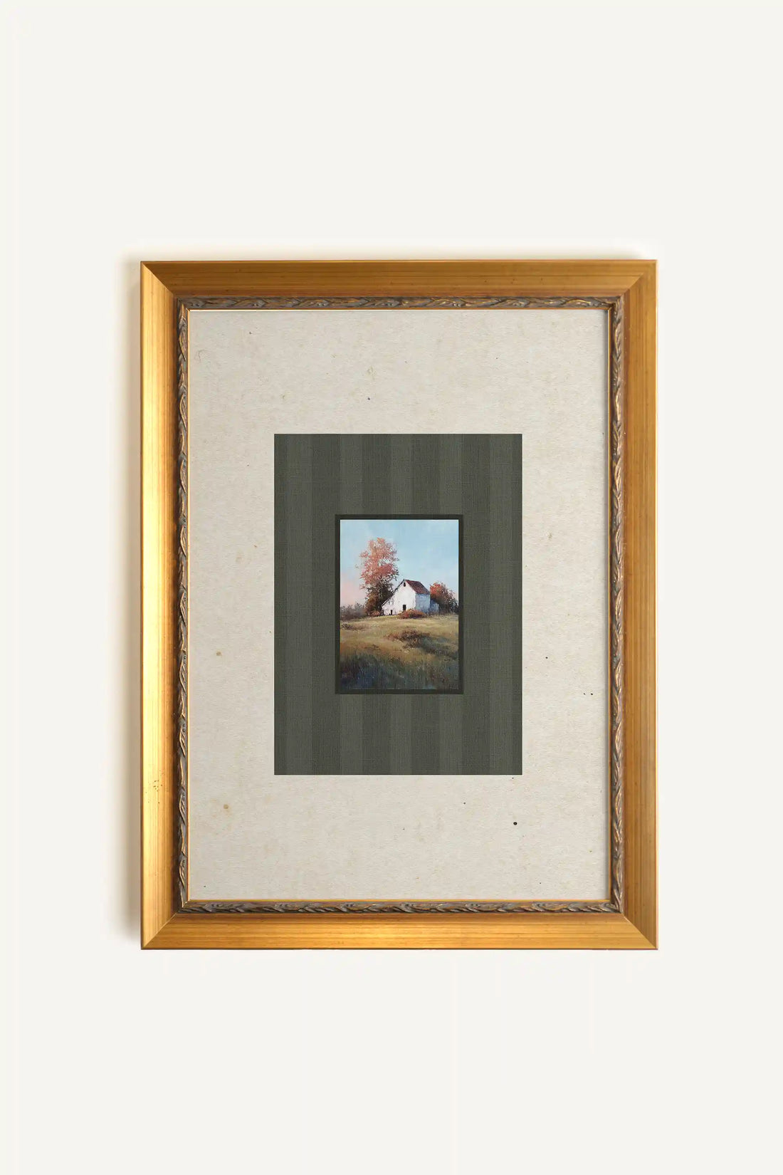 TERRE NATALE, Oeuvre sur toile rigide, encadré Vintage Or