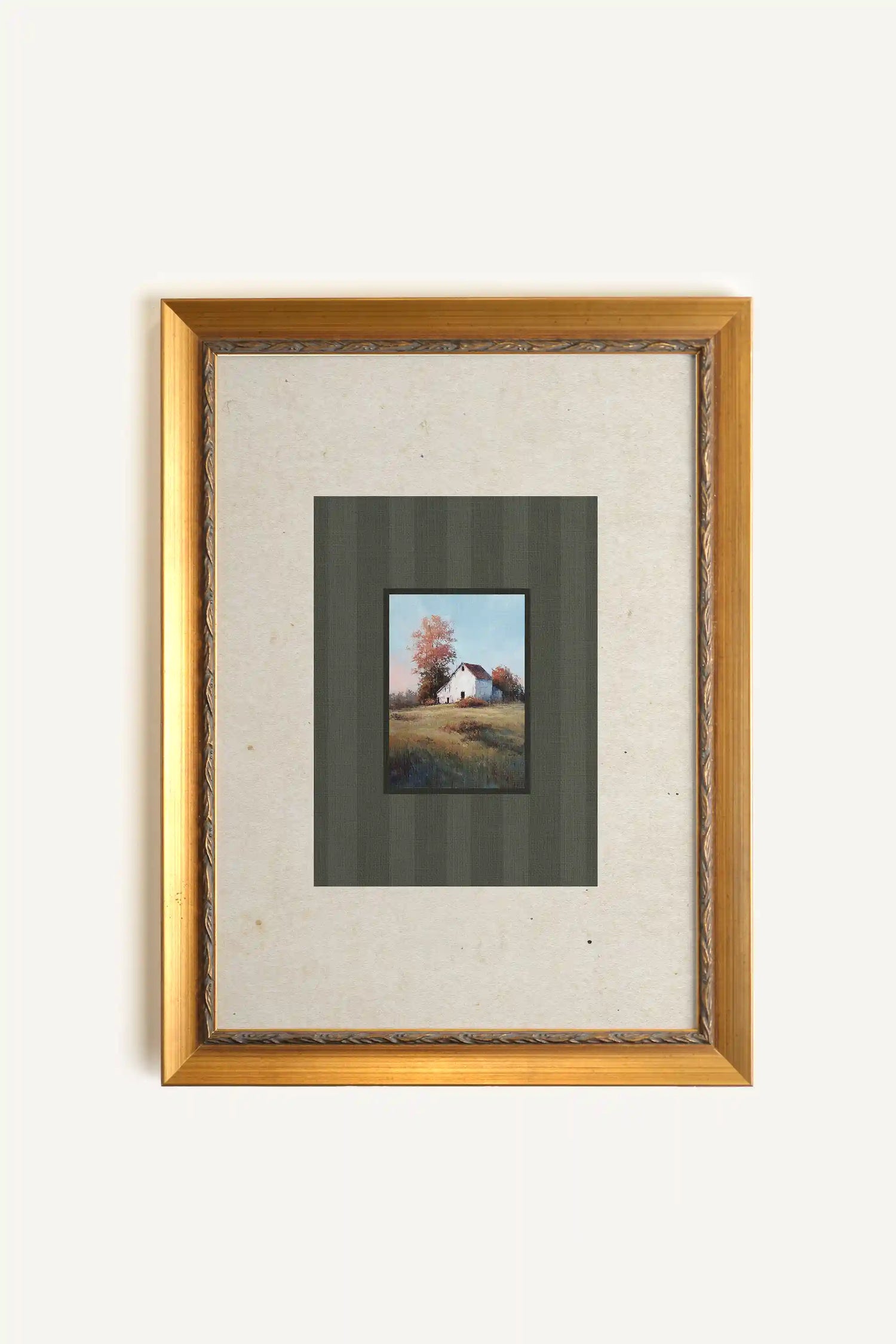 TERRE NATALE, Artwork on Rigid Canvas, Framed in Vintage Gold