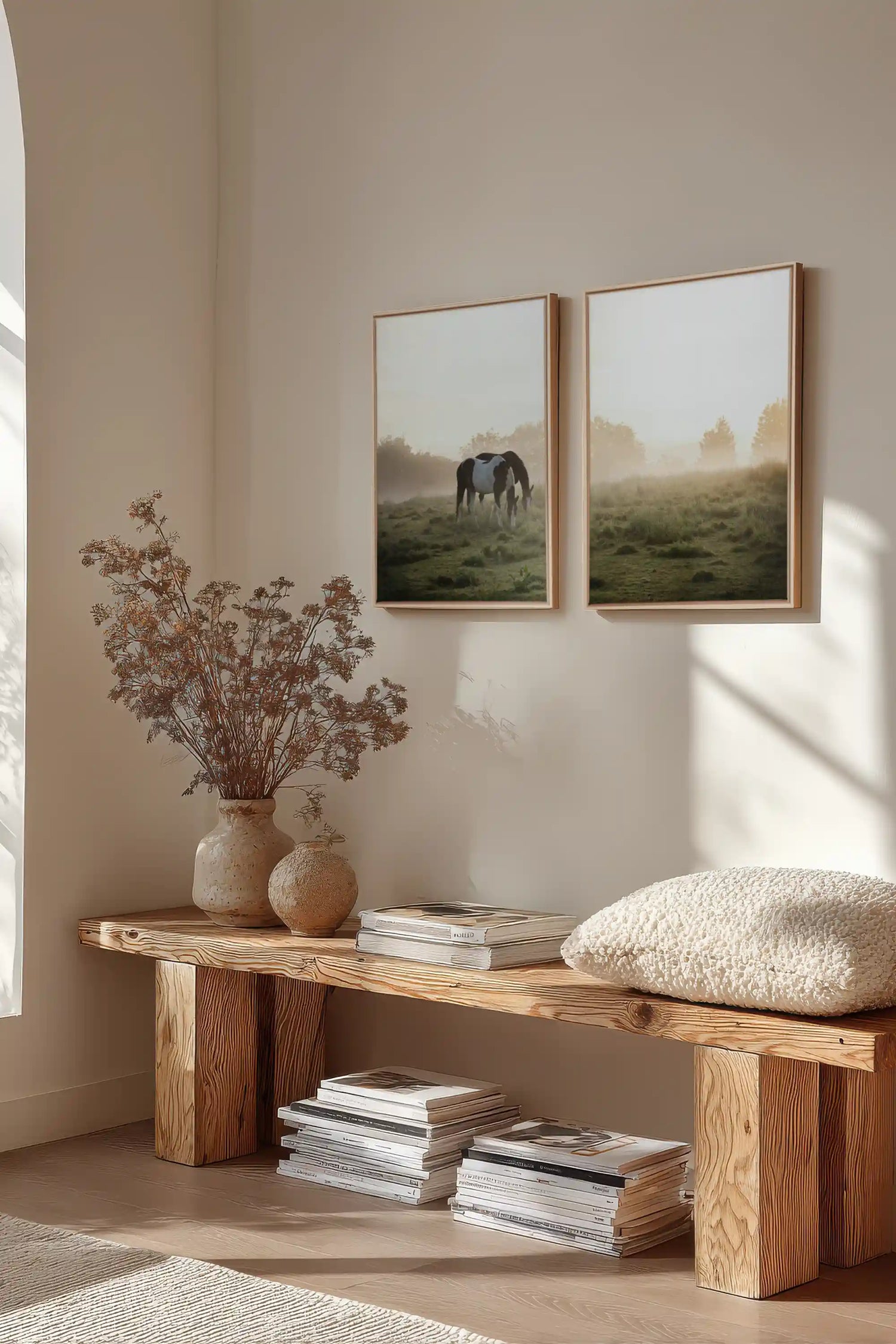 PASTURELIGHT DUO, 2 Oeuvres sur toile étirée, encadré Naturel Clair