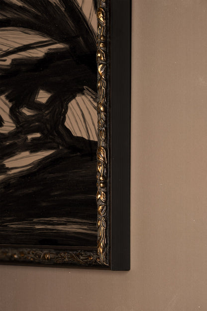 TRACÉ BRUT, Artwork on stretched canvas, framed Vintage Bronze