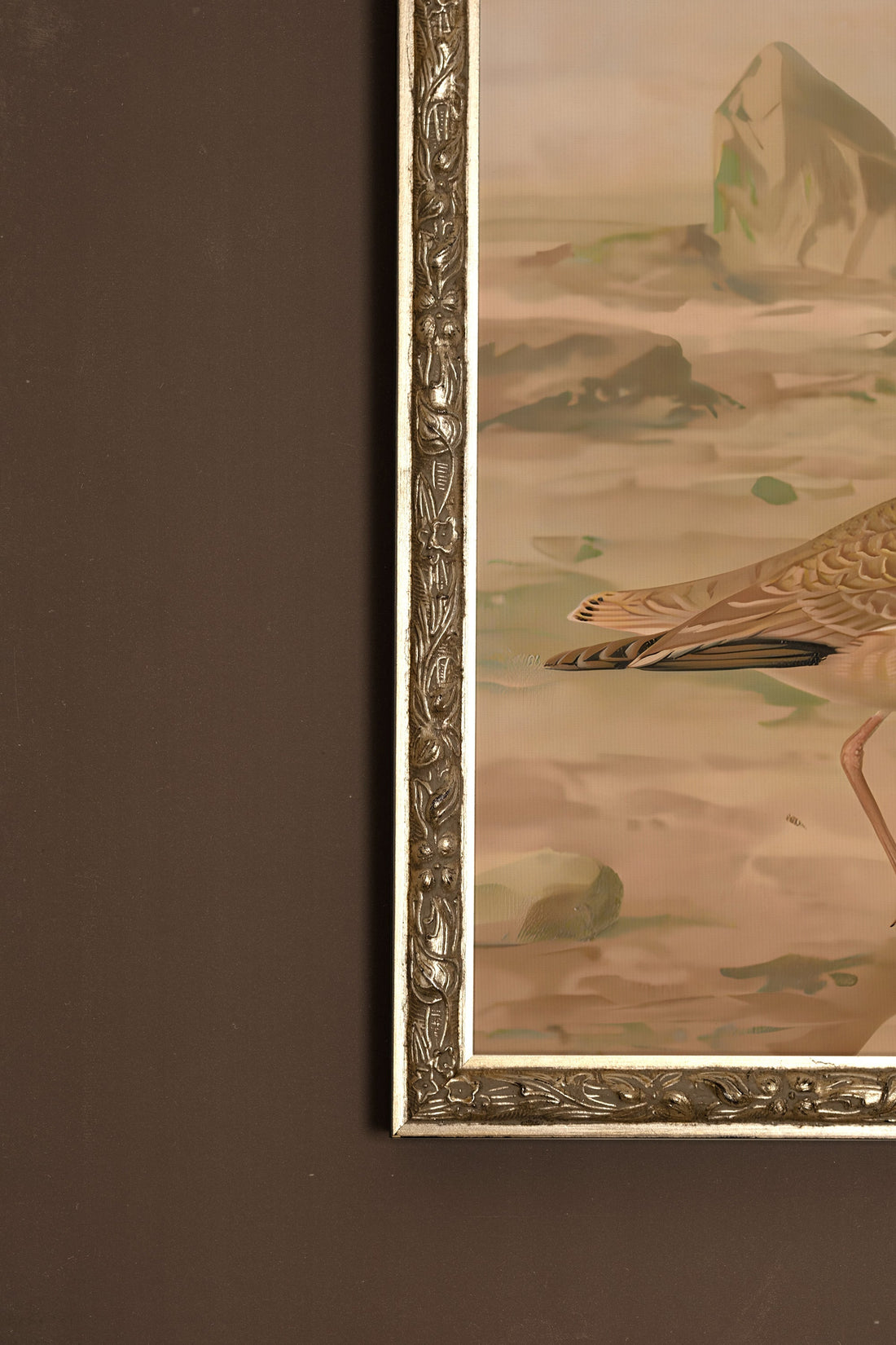 OISEAUX DE SABLE, Artwork on rigid canvas, framed Vintage Silver
