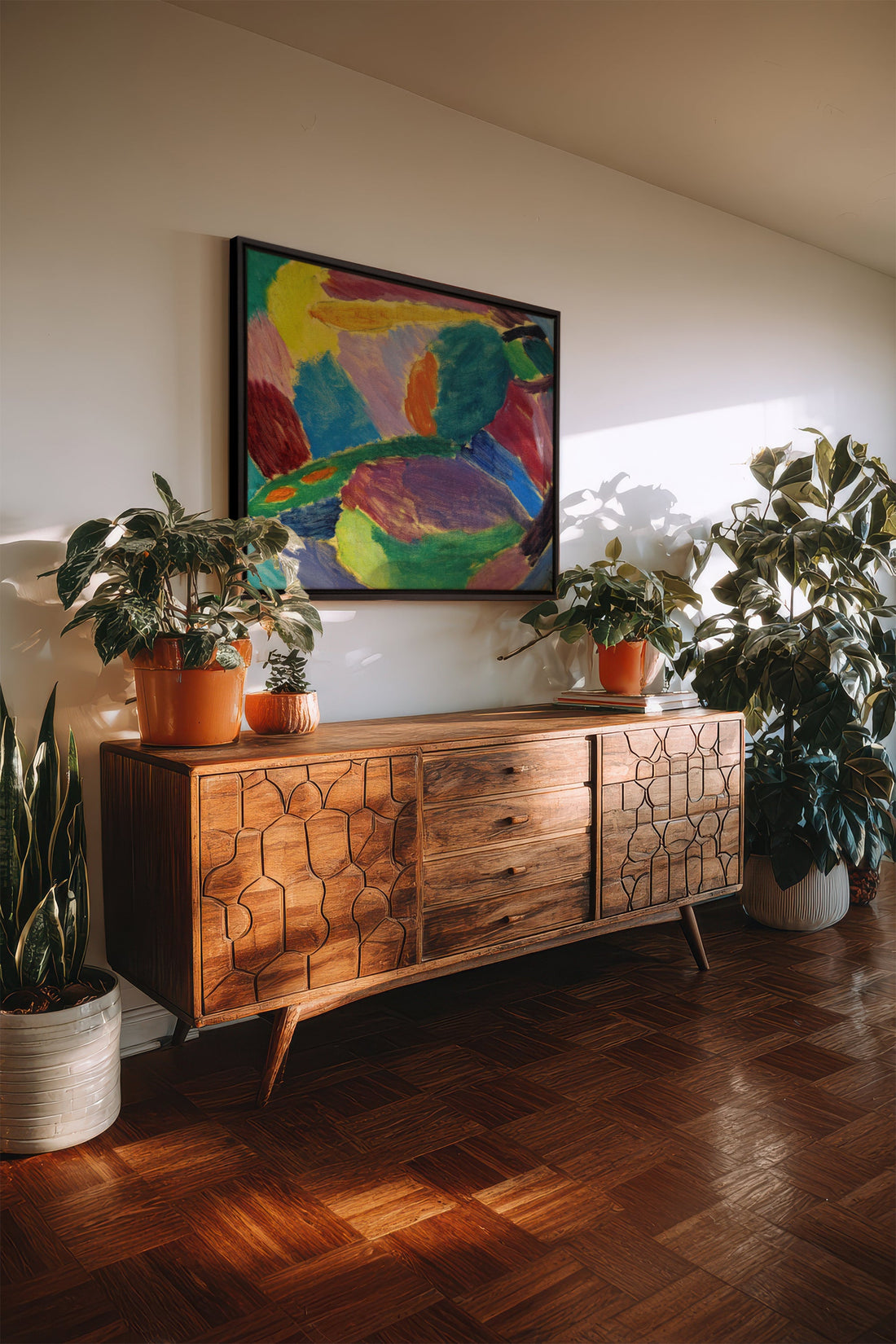 ELECTRIC BLOOM, Oeuvre sur toile étirée, encadré Noir