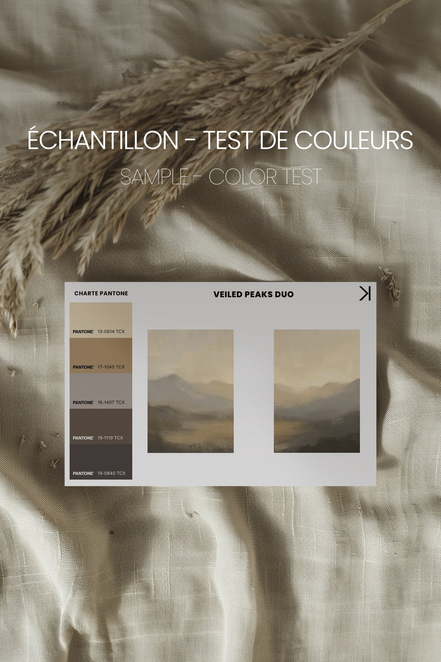 VEILED PEAKS DUO, 2 Oeuvres sur toile étirée, encadré Brun Chêne