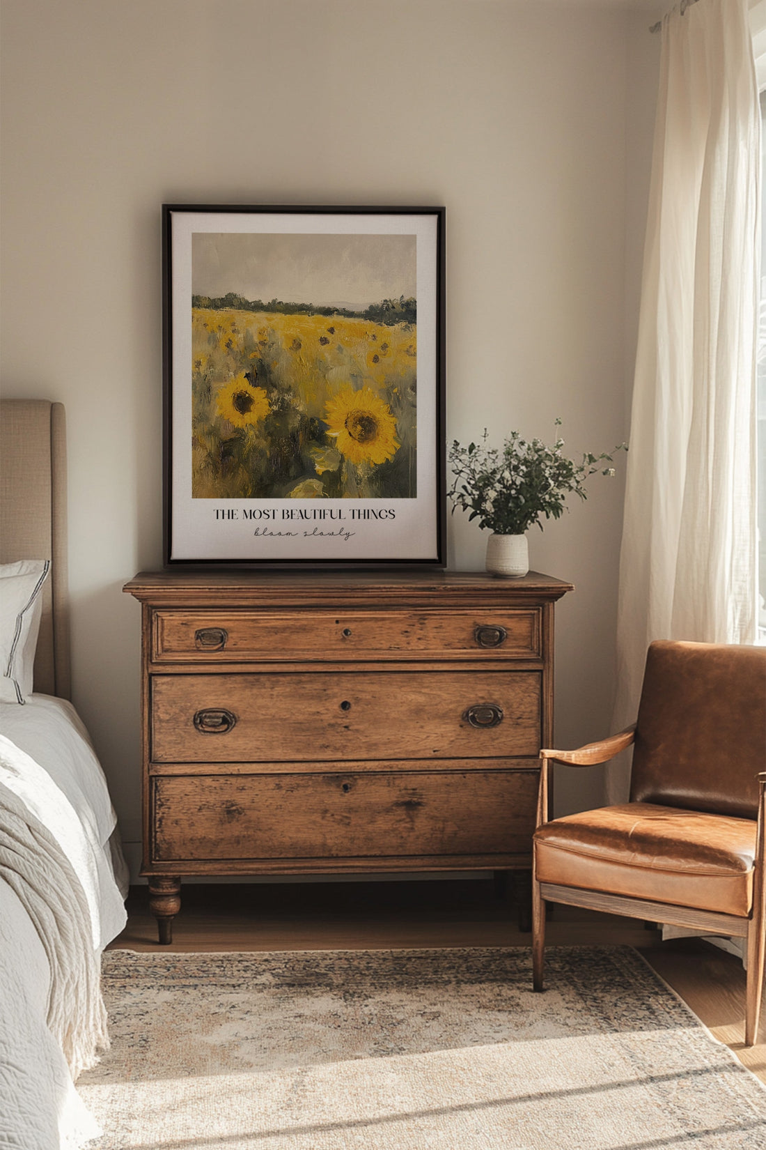 OLEKA CANVAS - BLOOM SLOWLY, Oeuvre sur toile étirée, encadré Noir