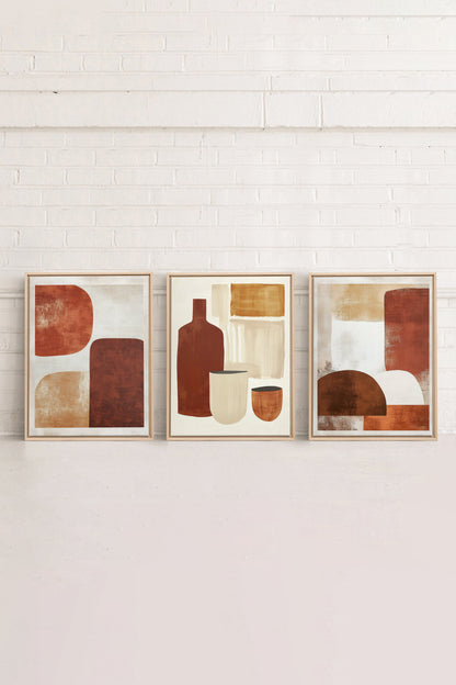 EARTHLY CRAFT TRIO (3 works on stretched canvas)