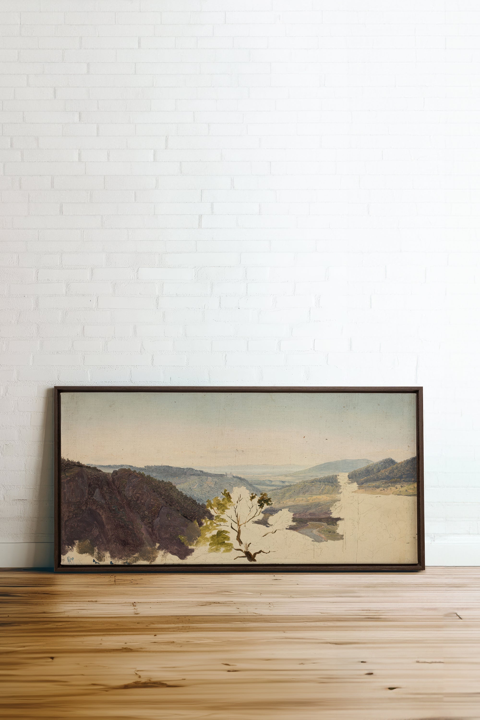 EMERGING VALLEY, Oeuvre sur toile étirée, encadré Brun Noyer