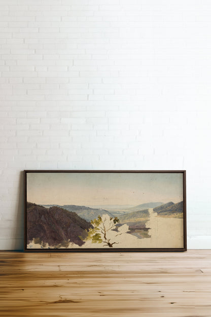 EMERGING VALLEY, Oeuvre sur toile étirée, encadré Brun Noyer