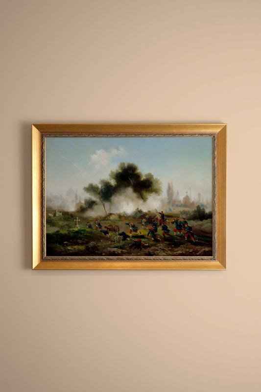 SOUVENIR DE BATAILLE, CADRE VINTAGE OR