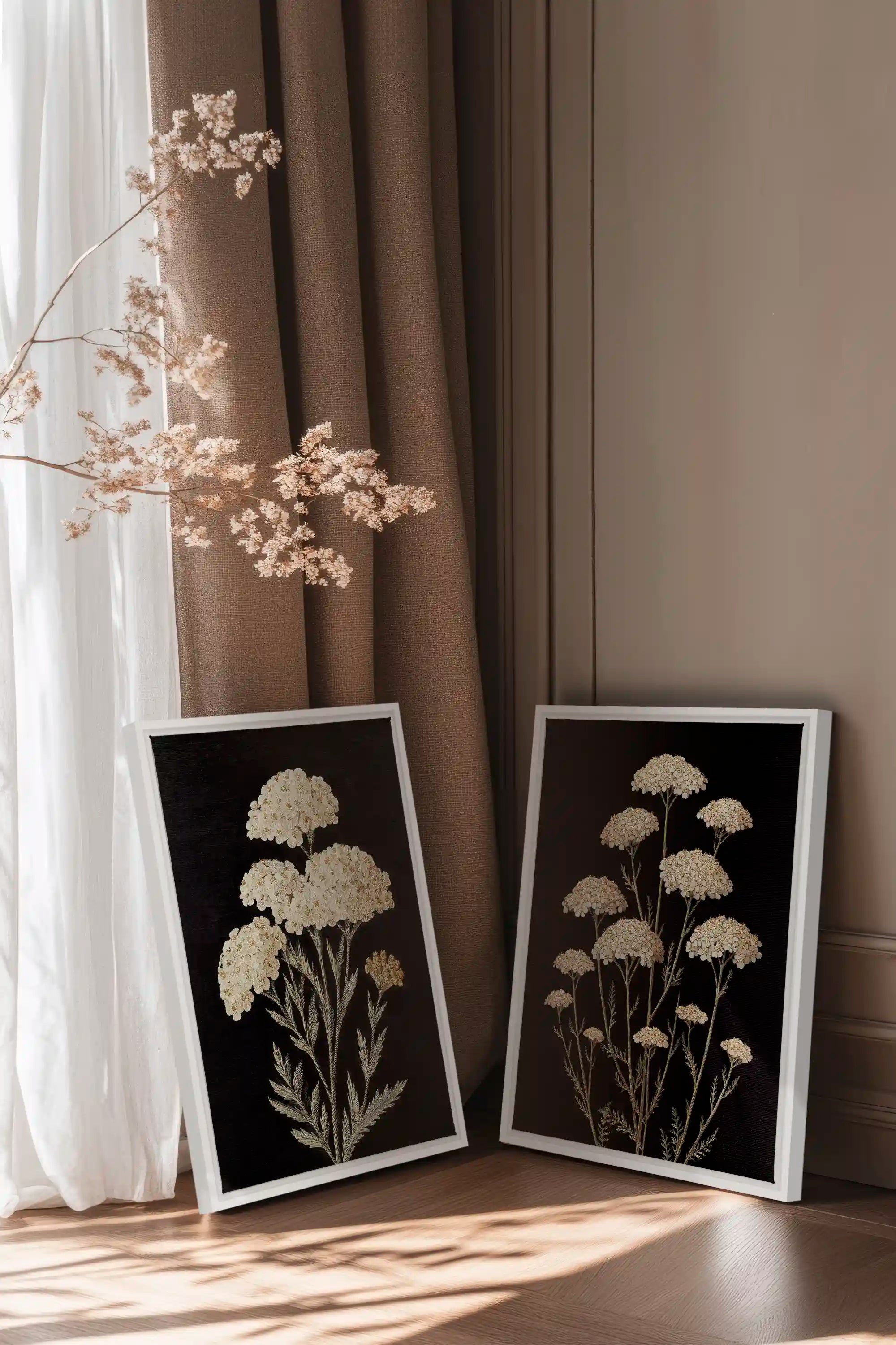 DUO SATINS DES CHAMPS, 2 Works on stretched canvas, framed White