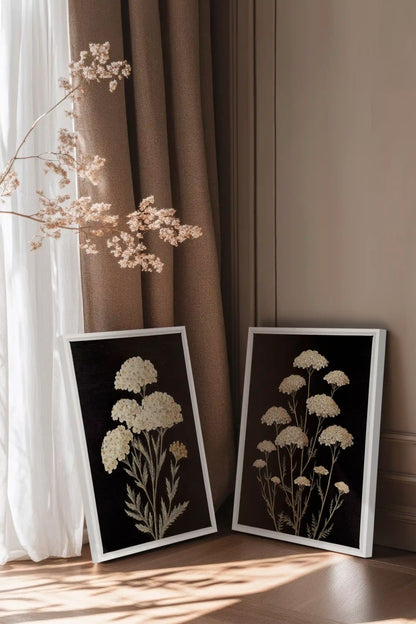 DUO SATINS DES CHAMPS, 2 Works on stretched canvas, framed White
