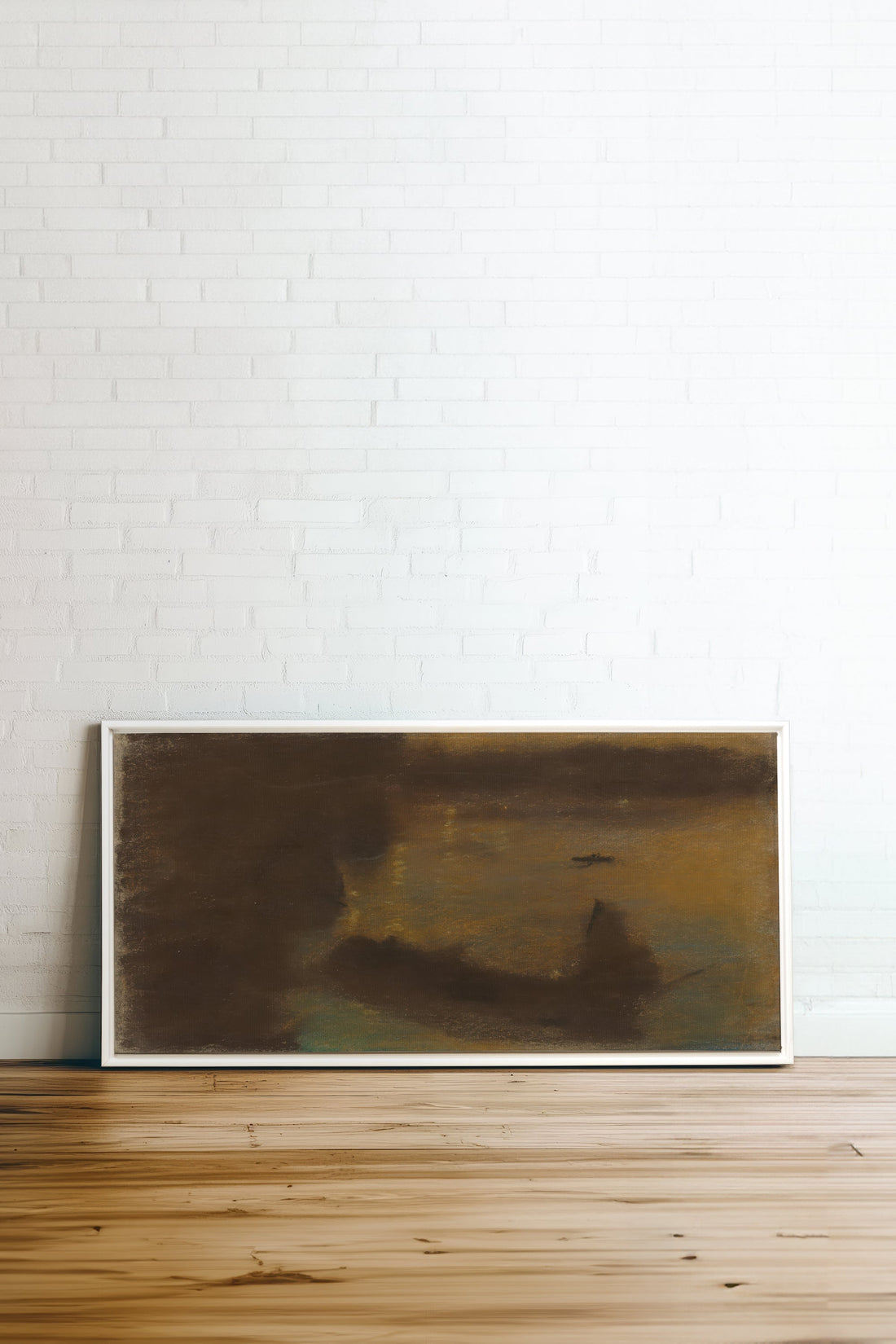 LUEUR DE CENDRE, Oeuvre sur toile étirée, encadré Blanc