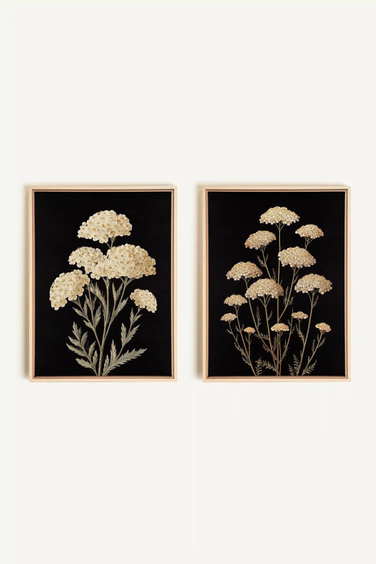 DUO SATINS DES CHAMPS, 2 Oeuvres sur toile étirée, encadré Naturel Clair