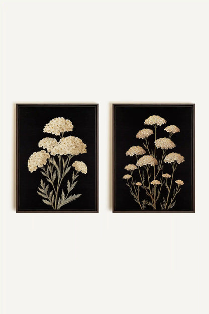 DUO SATINS DES CHAMPS, 2 Works on stretched canvas, framed Walnut Brown