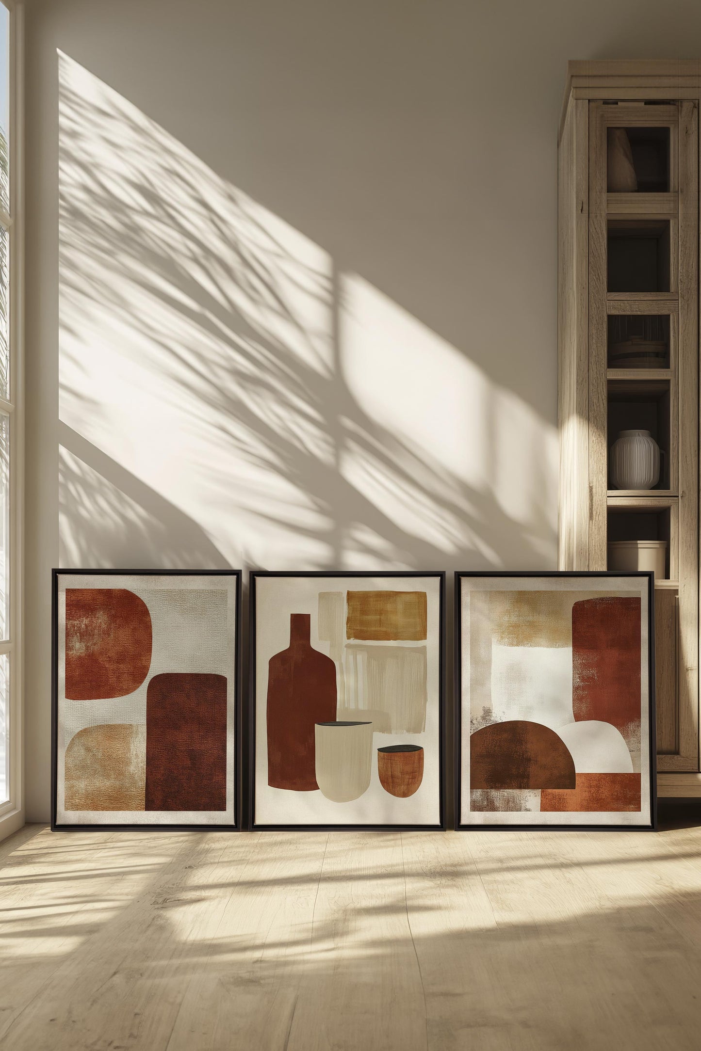 EARTHLY CRAFT TRIO (3 works on stretched canvas)