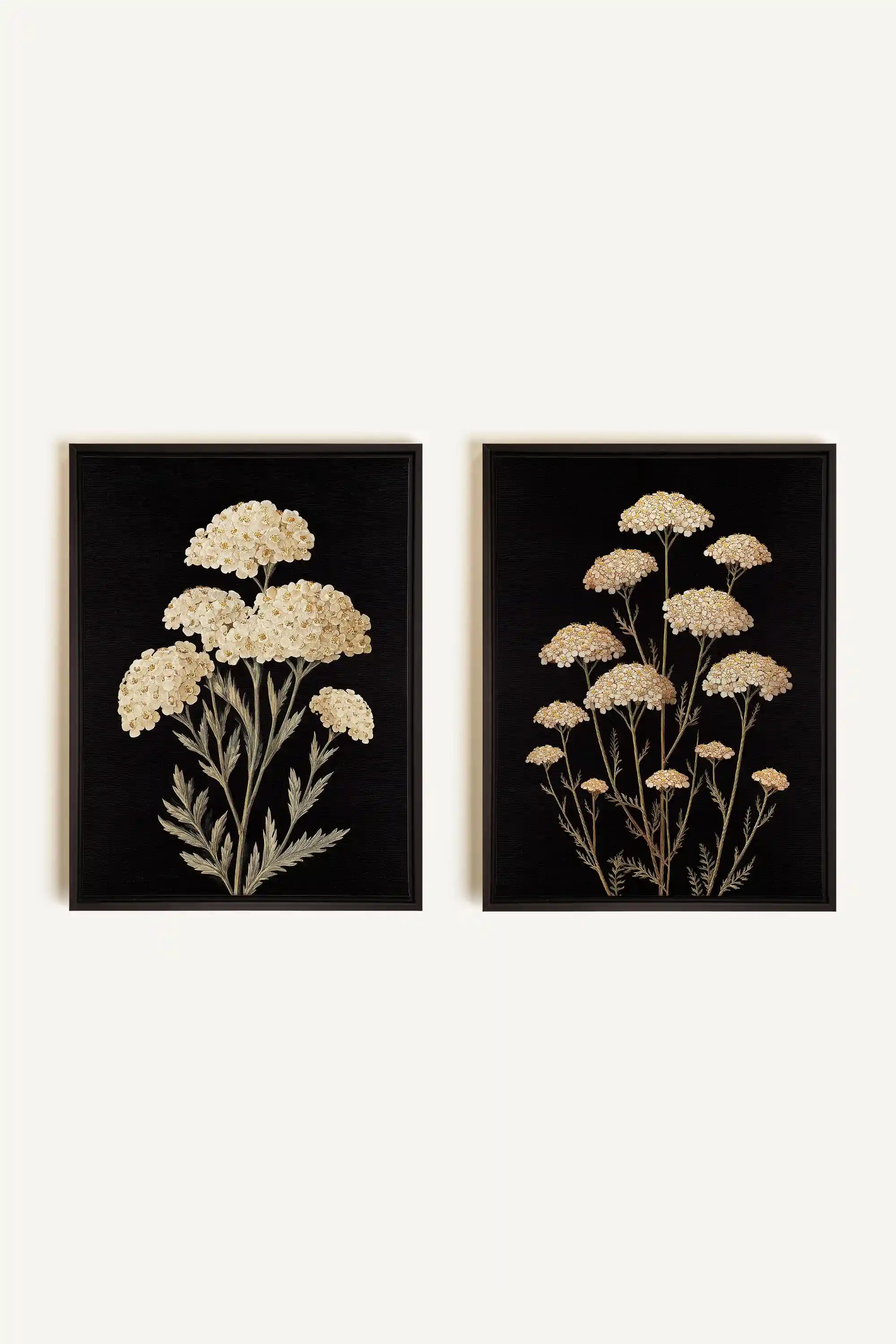 DUO SATINS DES CHAMPS, 2 Oeuvres sur toile étirée, encadré Noir