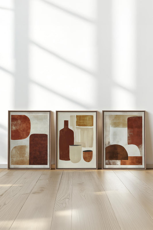 EARTHLY CRAFT TRIO (3 works on stretched canvas)
