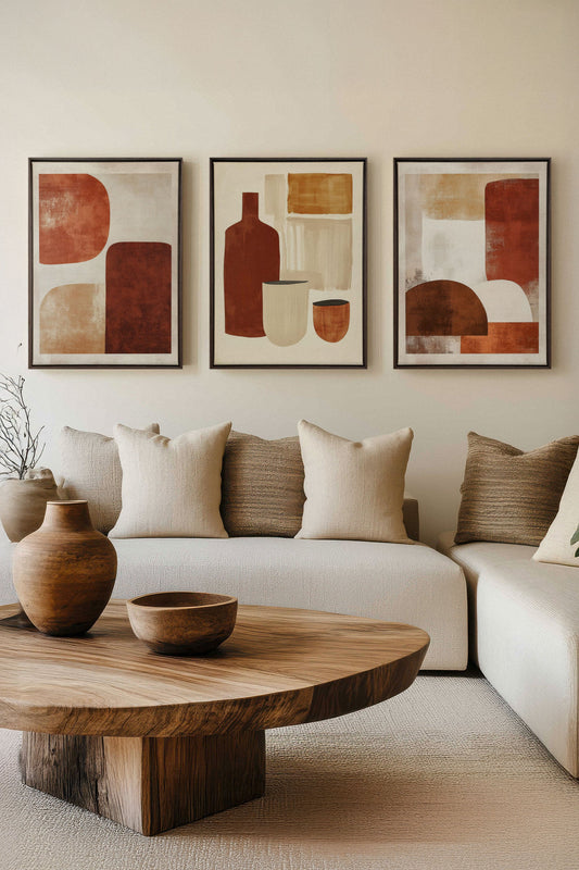 EARTHLY CRAFT TRIO (3 works on stretched canvas)