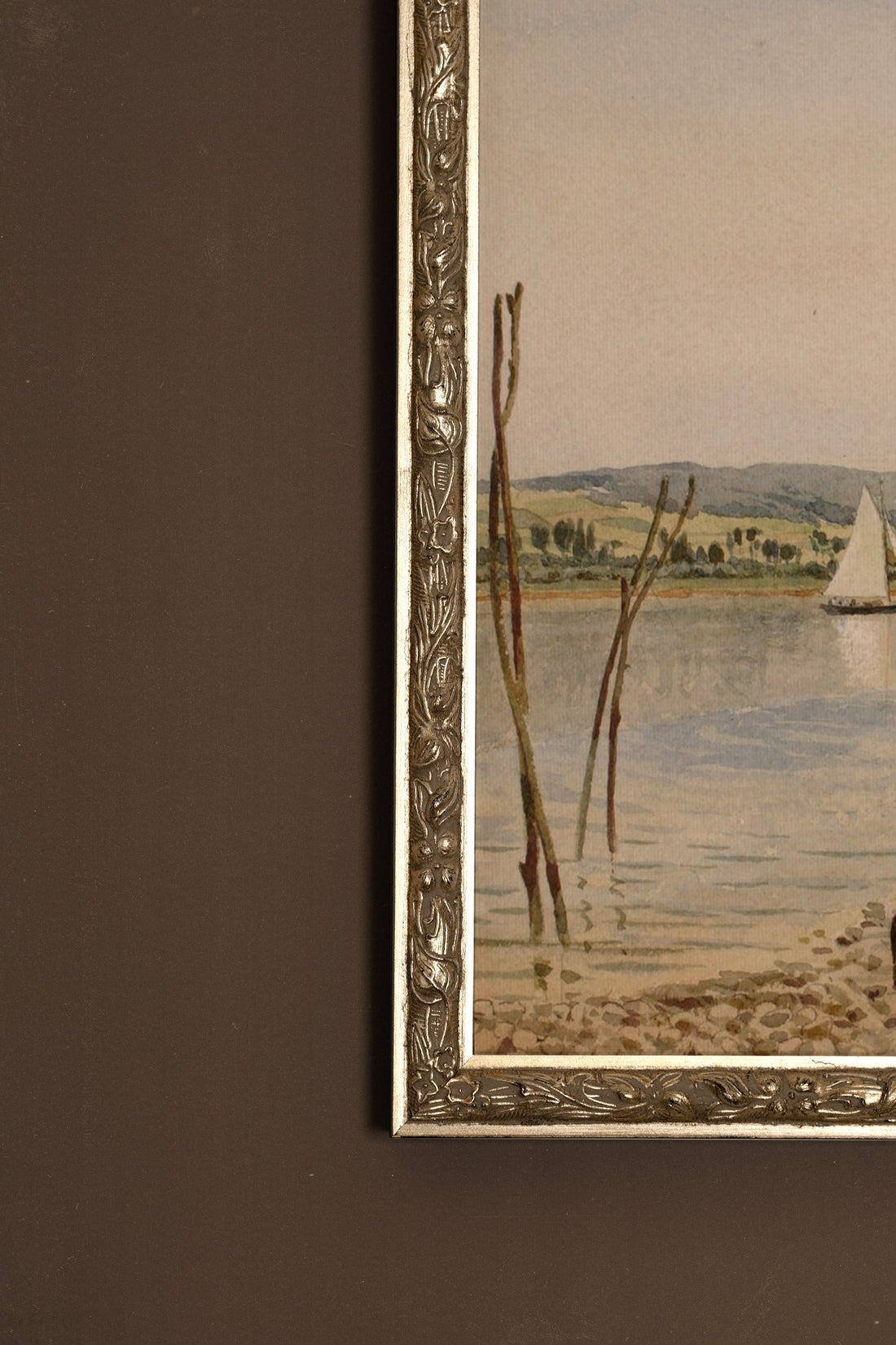 RIVES PAISIBLES, Artwork on rigid canvas, framed Vintage Silver