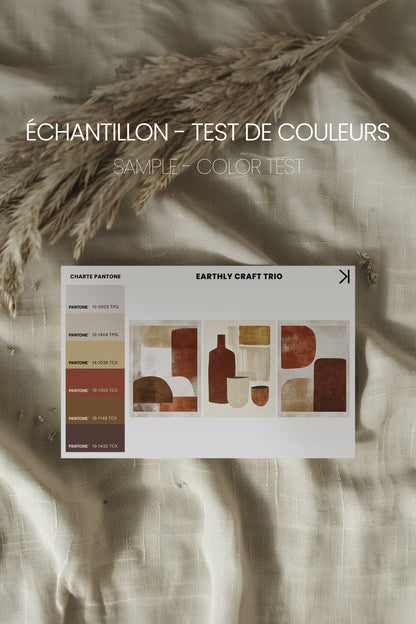 OLEKA CANVAS - EARTHLY CRAFT TRIO, 3 Oeuvres sur toile étirée, encadré Noir