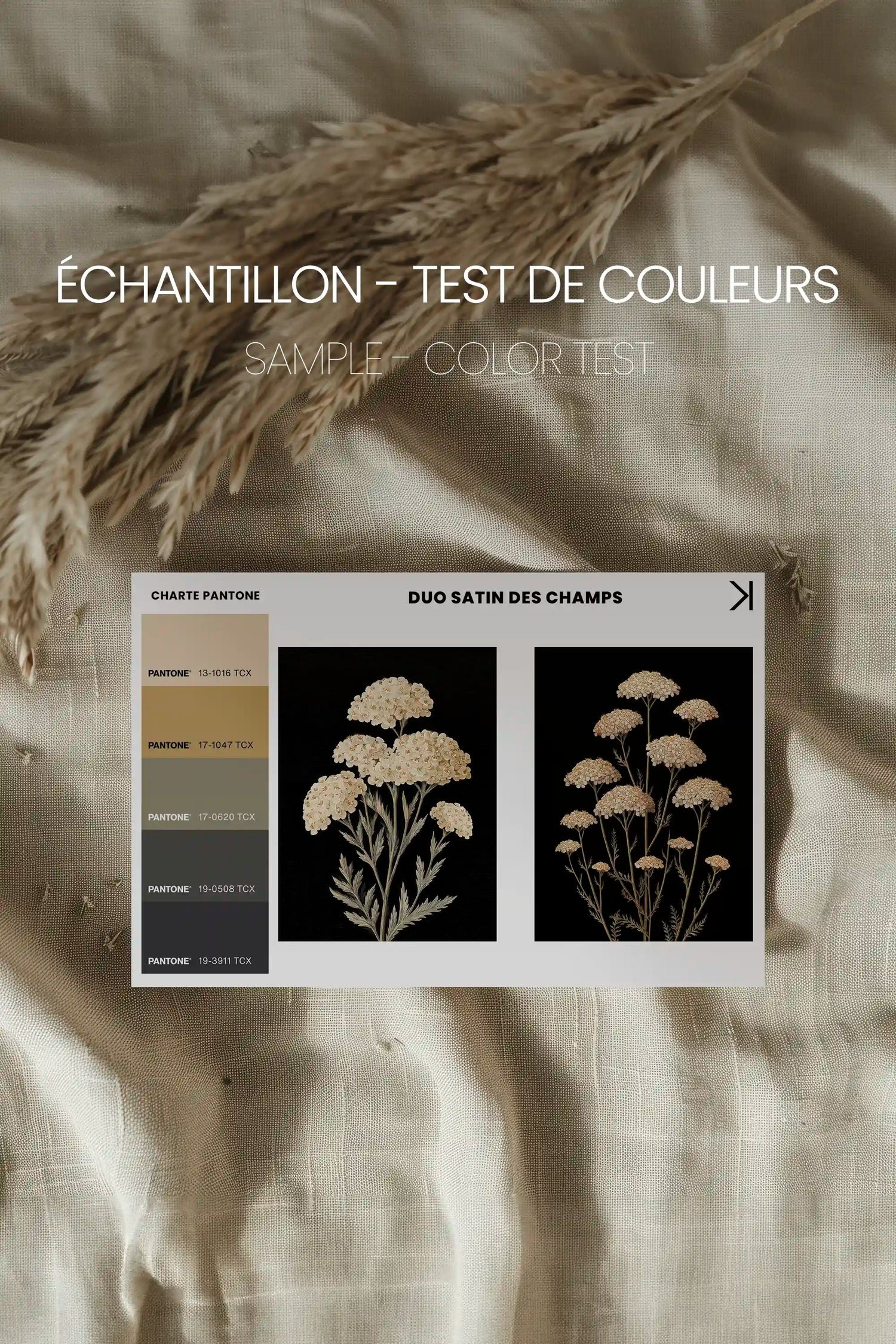 DUO SATINS DES CHAMPS, 2 Oeuvres sur toile étirée, encadré Noir