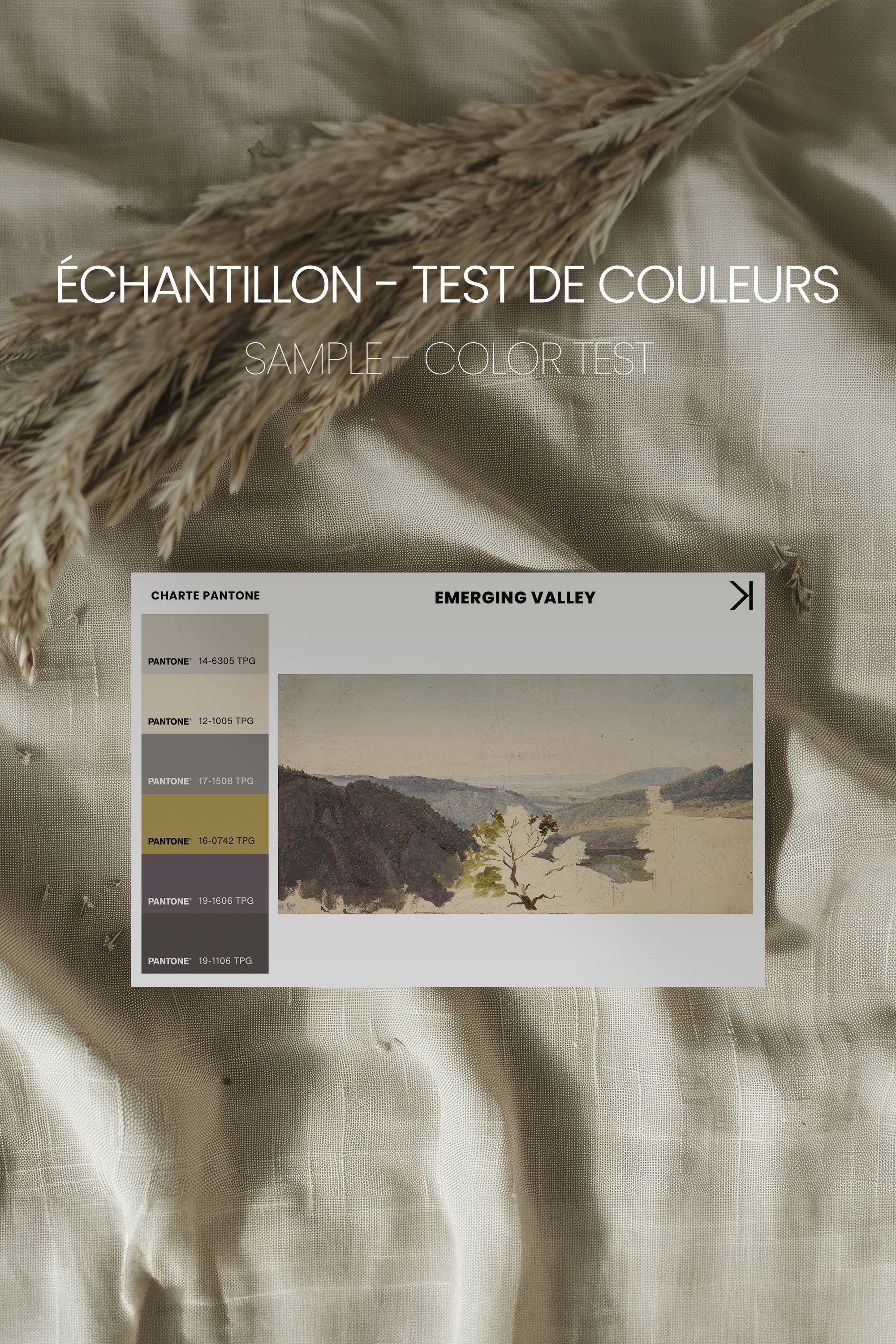 EMERGING VALLEY, Oeuvre sur toile étirée, encadré Brun Chêne