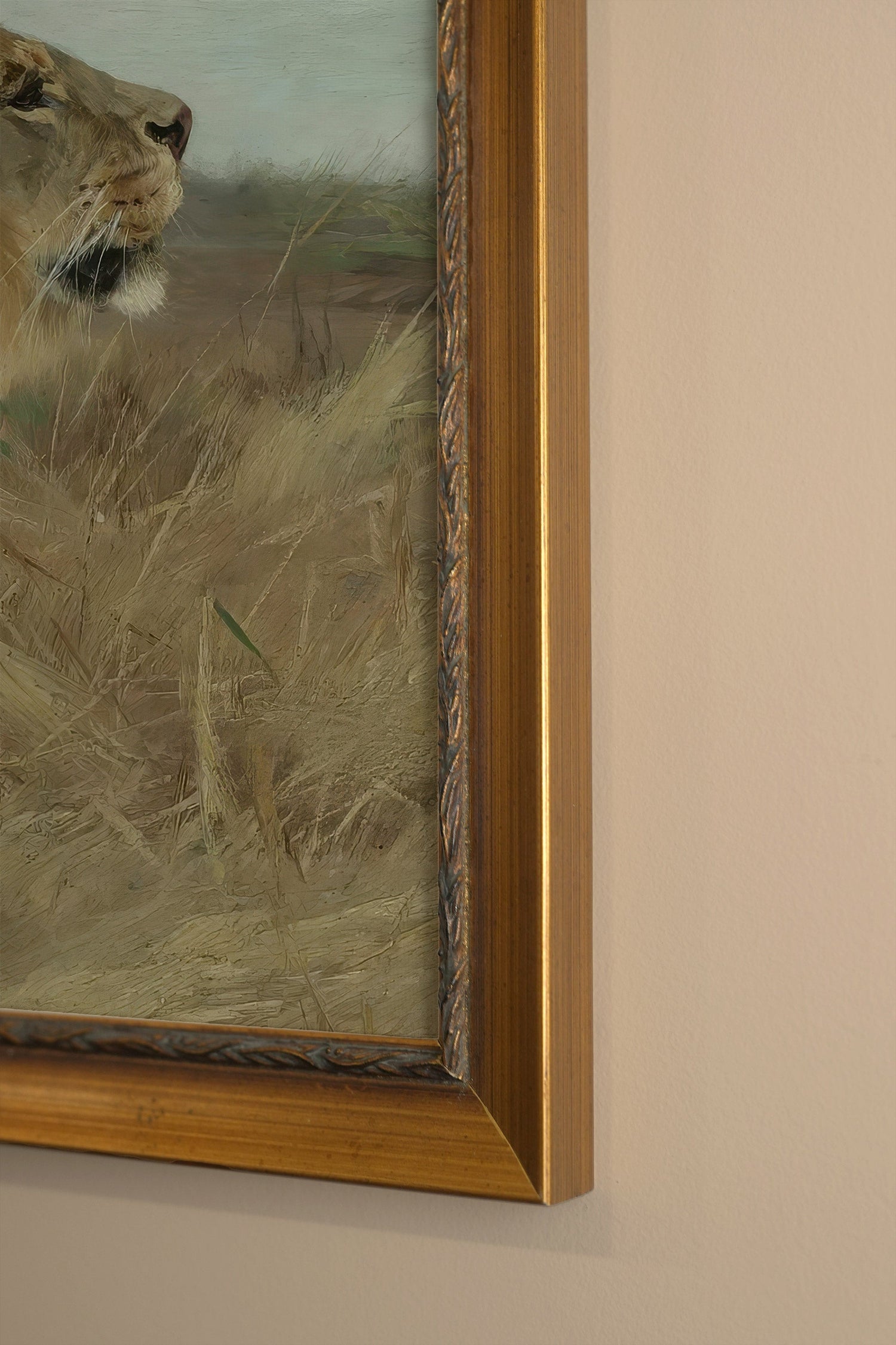MAJESTÉ SAUVAGE, Oeuvre sur toile rigide, encadré Vintage Or