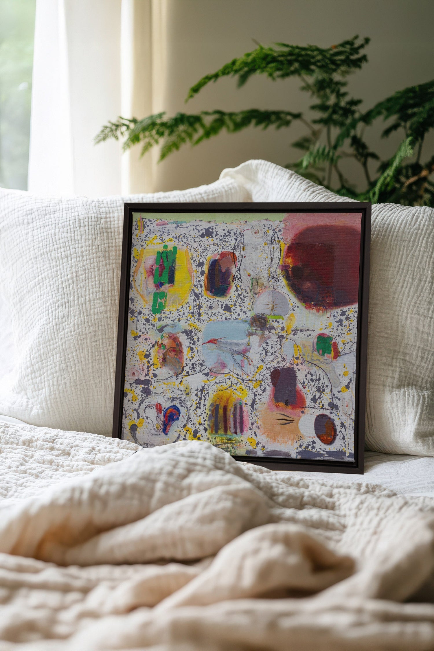 OLEKA CANVAS - RYTHME CHROMATIQUE, Oeuvre sur toile étirée, encadré Noir