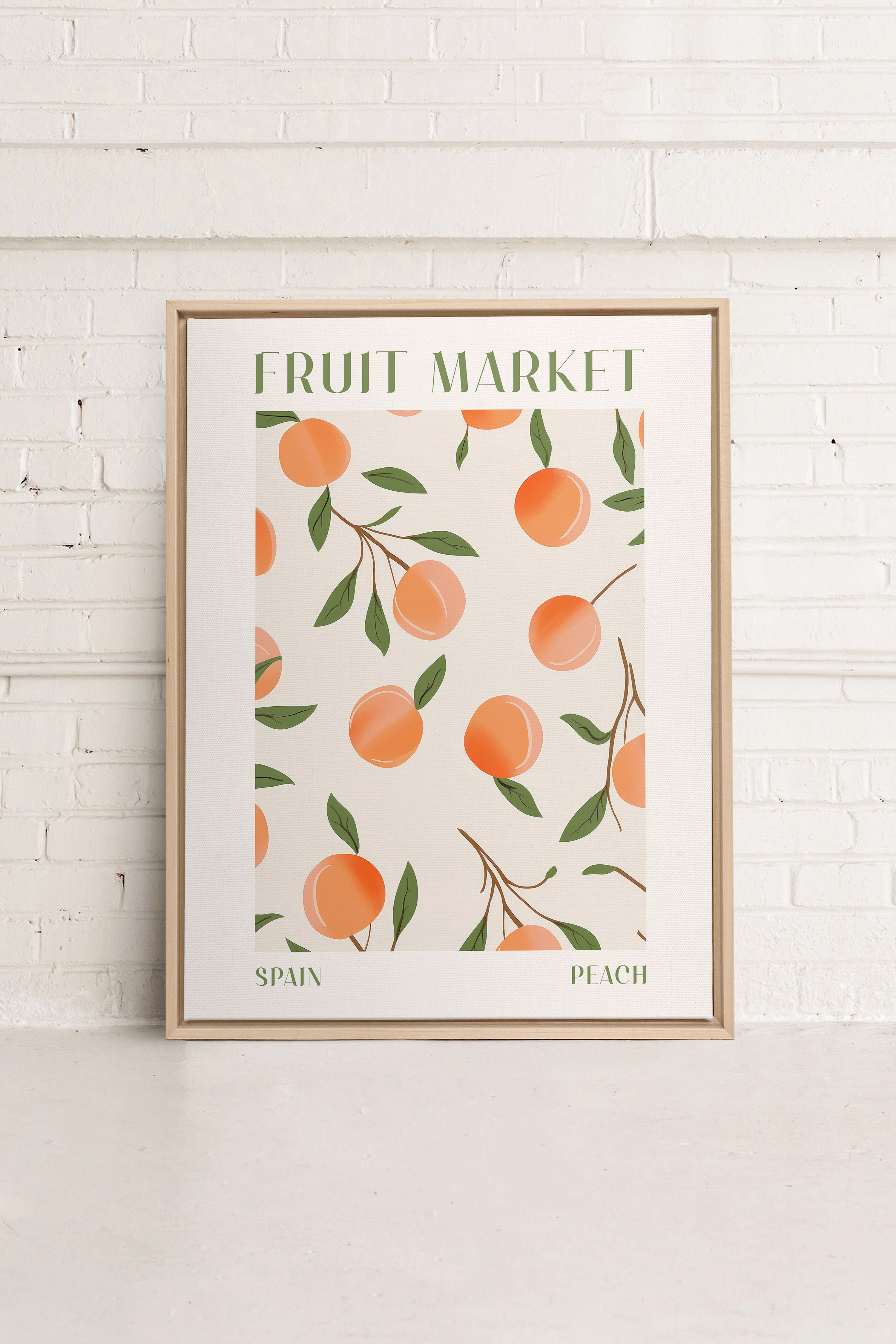 PEACH, Oeuvre sur toile étirée, encadré Naturel Clair