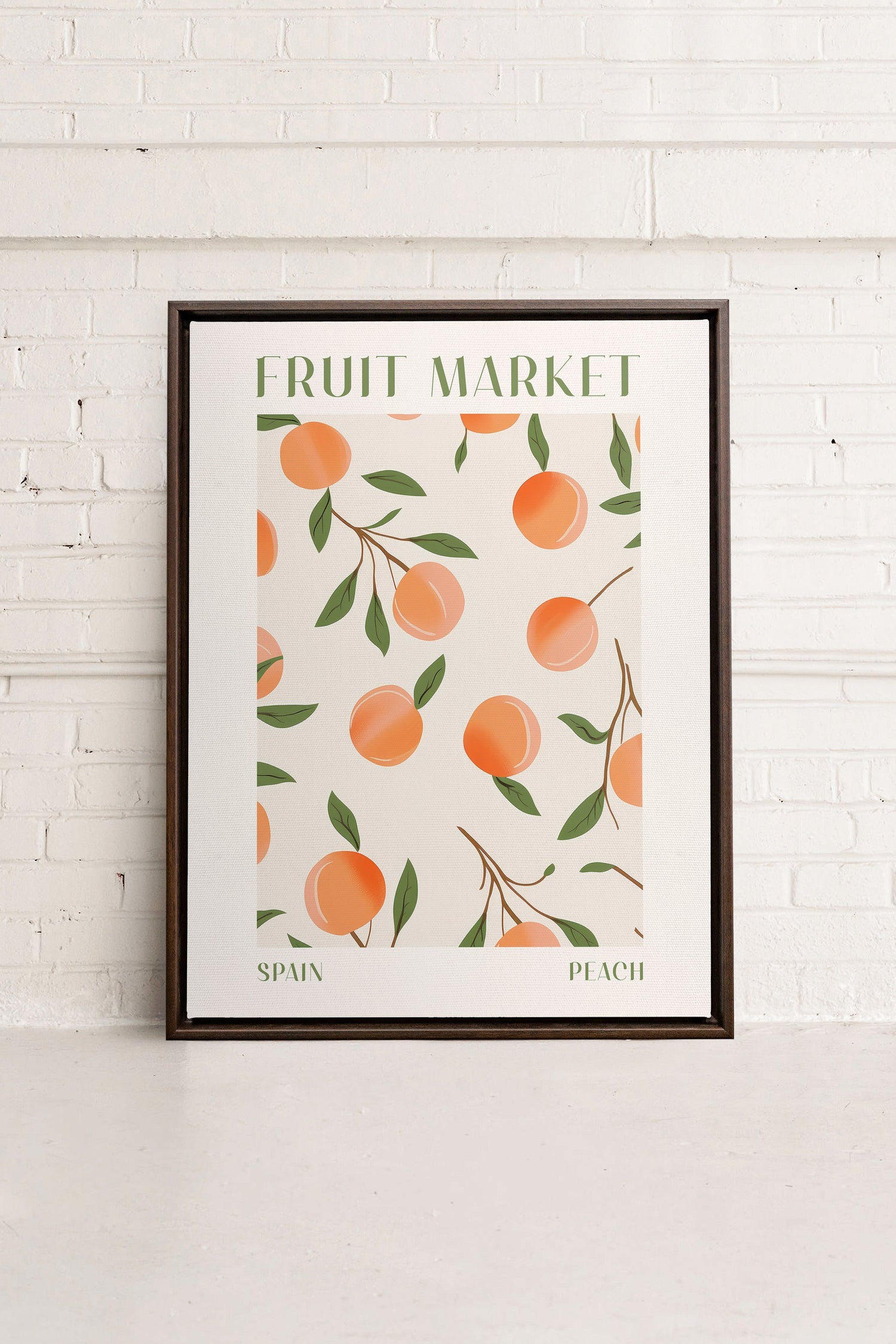 OLEKA CANVAS - PEACH, Oeuvre sur toile étirée, encadré Brun Noyer
