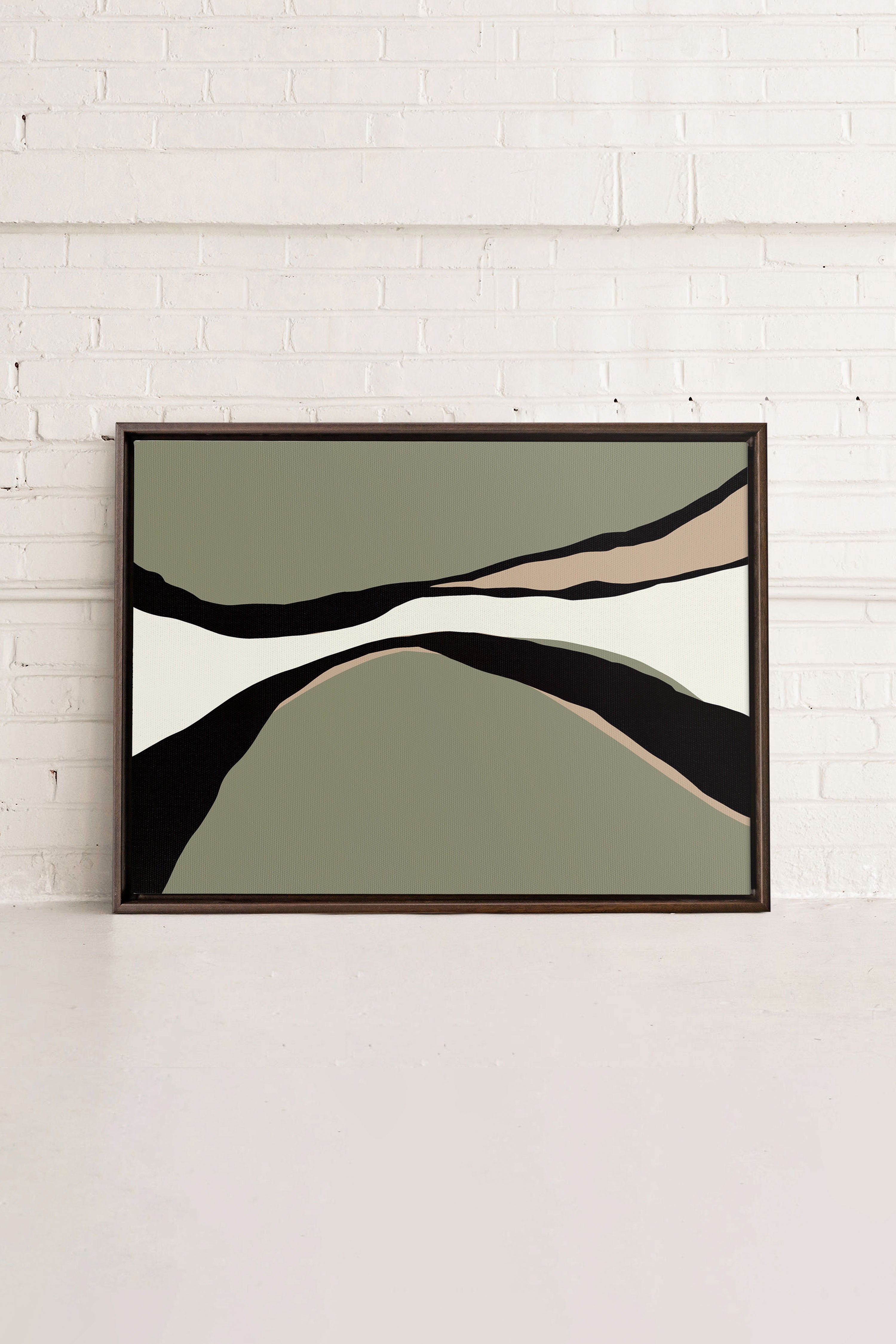 OLEKA CANVAS - CAMO MODERNE, Oeuvre sur toile étirée, encadré Brun Noyer
